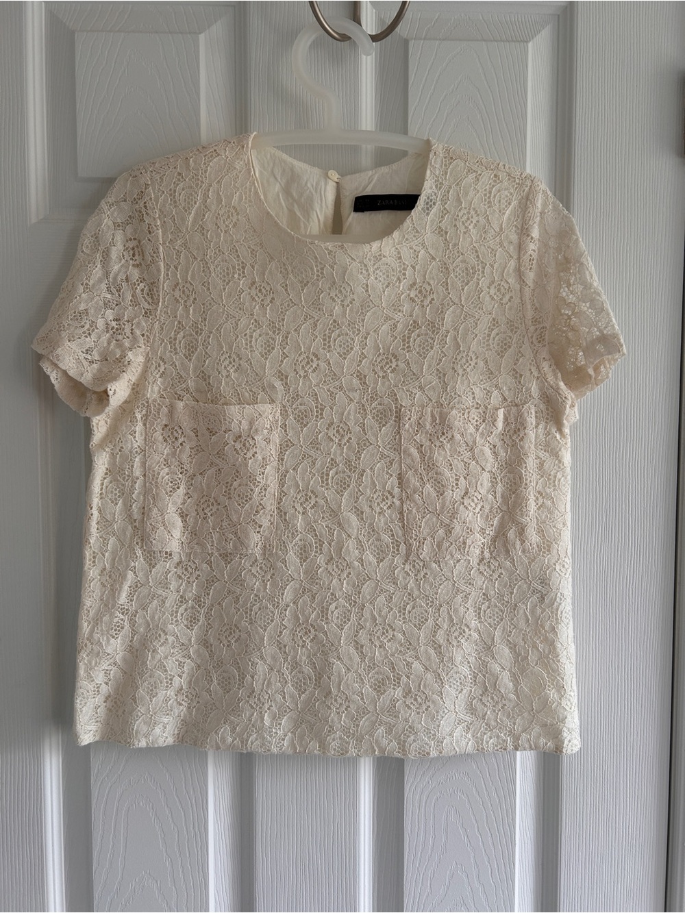 Zara Cream Lace Short Sleeve Blouse